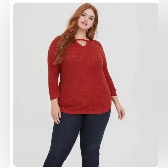 torrid Sweaters - Torrid Women's Sweater Plus Size 0 Orange Keyhole Knit Lightweight Top